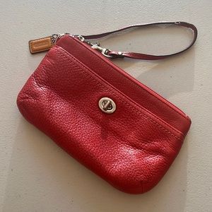 Red leather coach wristlet